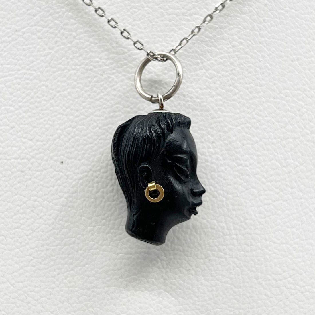 Vintage Sterling silver ebony wood blackamoor pendant (1 of 4)