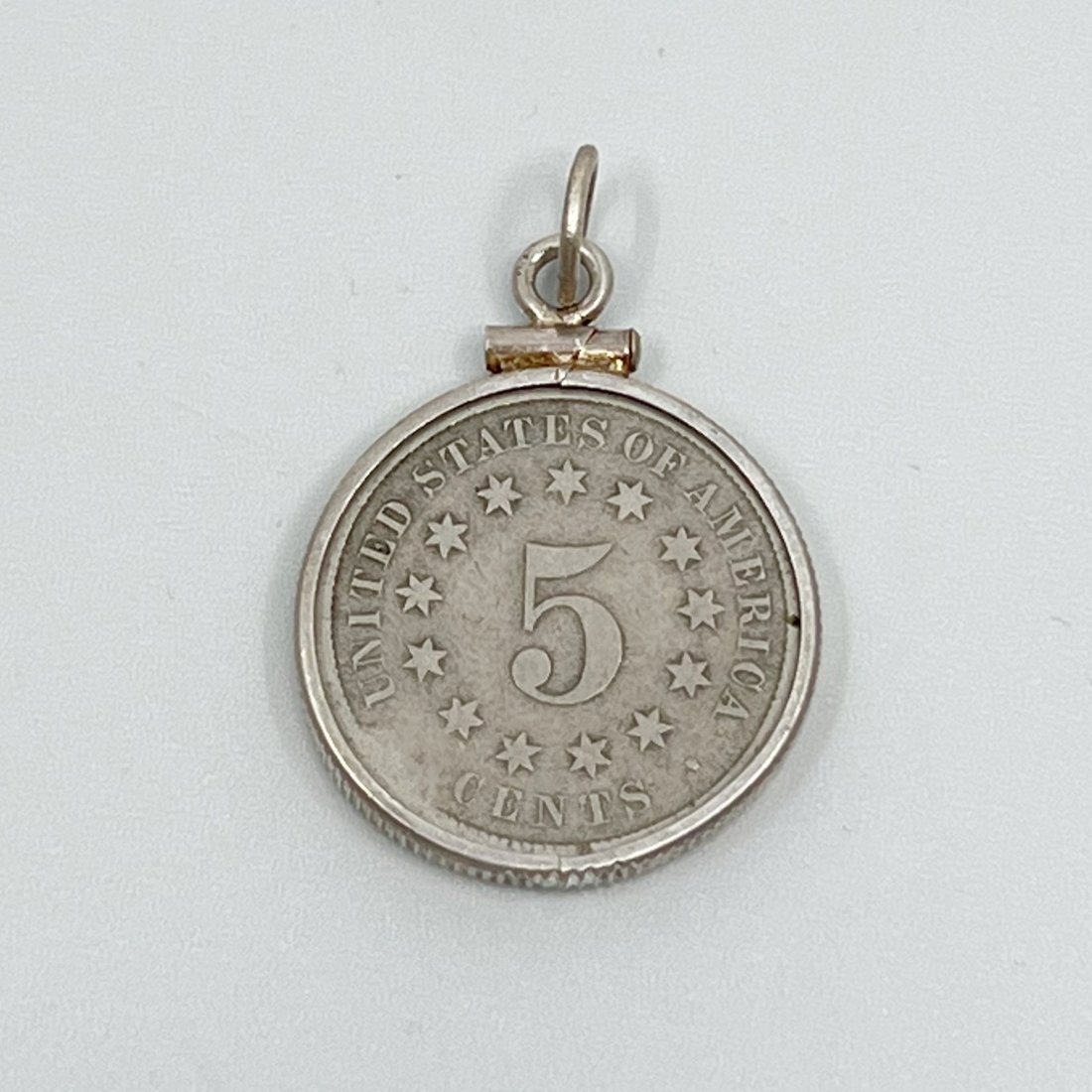 Sterling silver 1876 shield nickel 5 cent coin pendant (1 of 4)