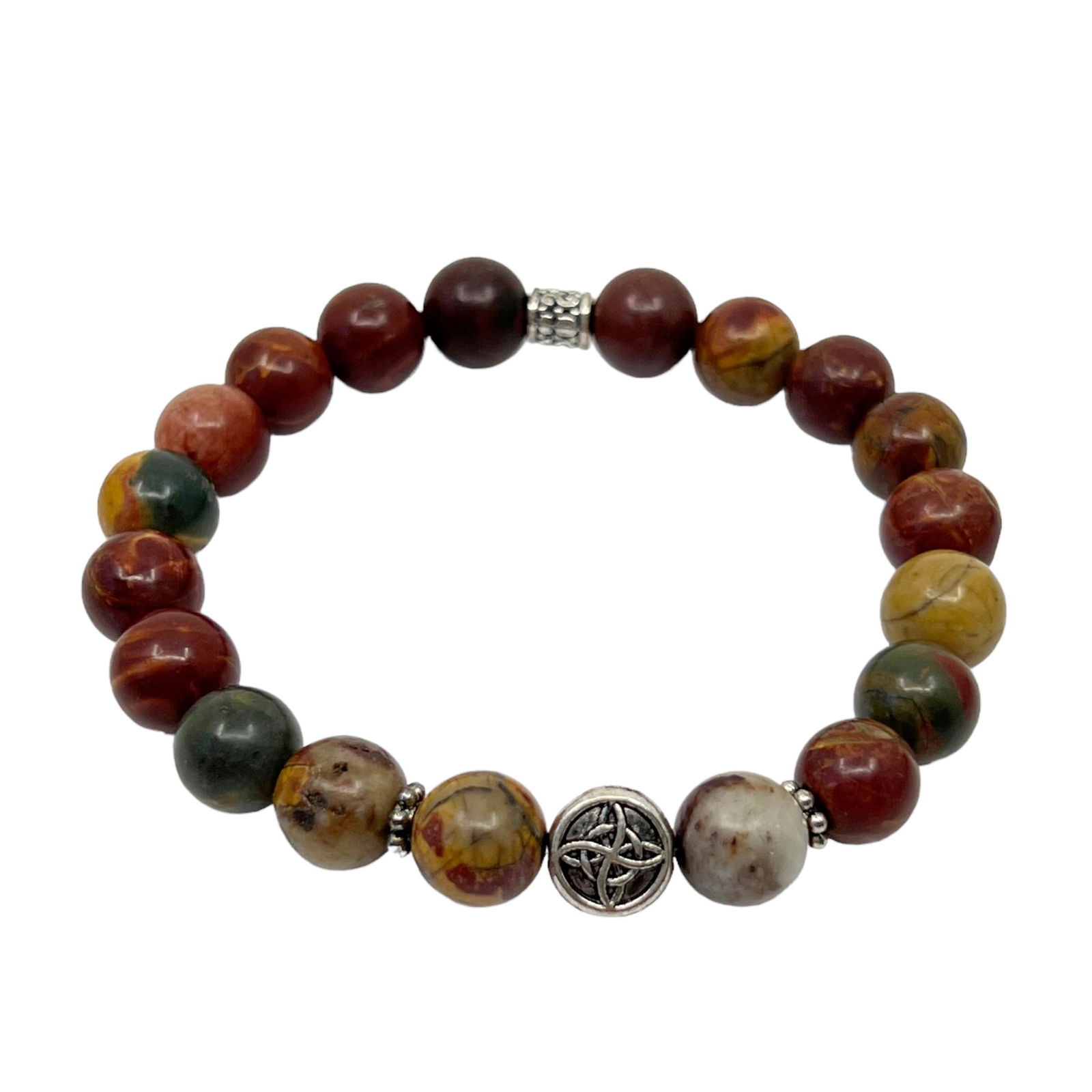 Sterling silver Celtic jasper bead stretch bracelet (1 of 2)