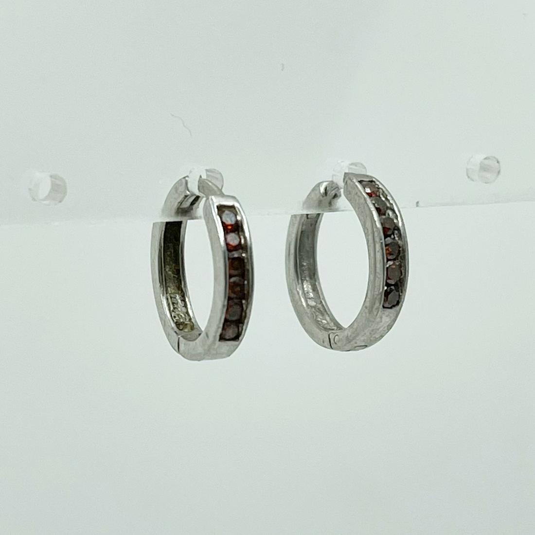 sterling silver 1/2 Ctw diamond hoop earrings (1 of 3)