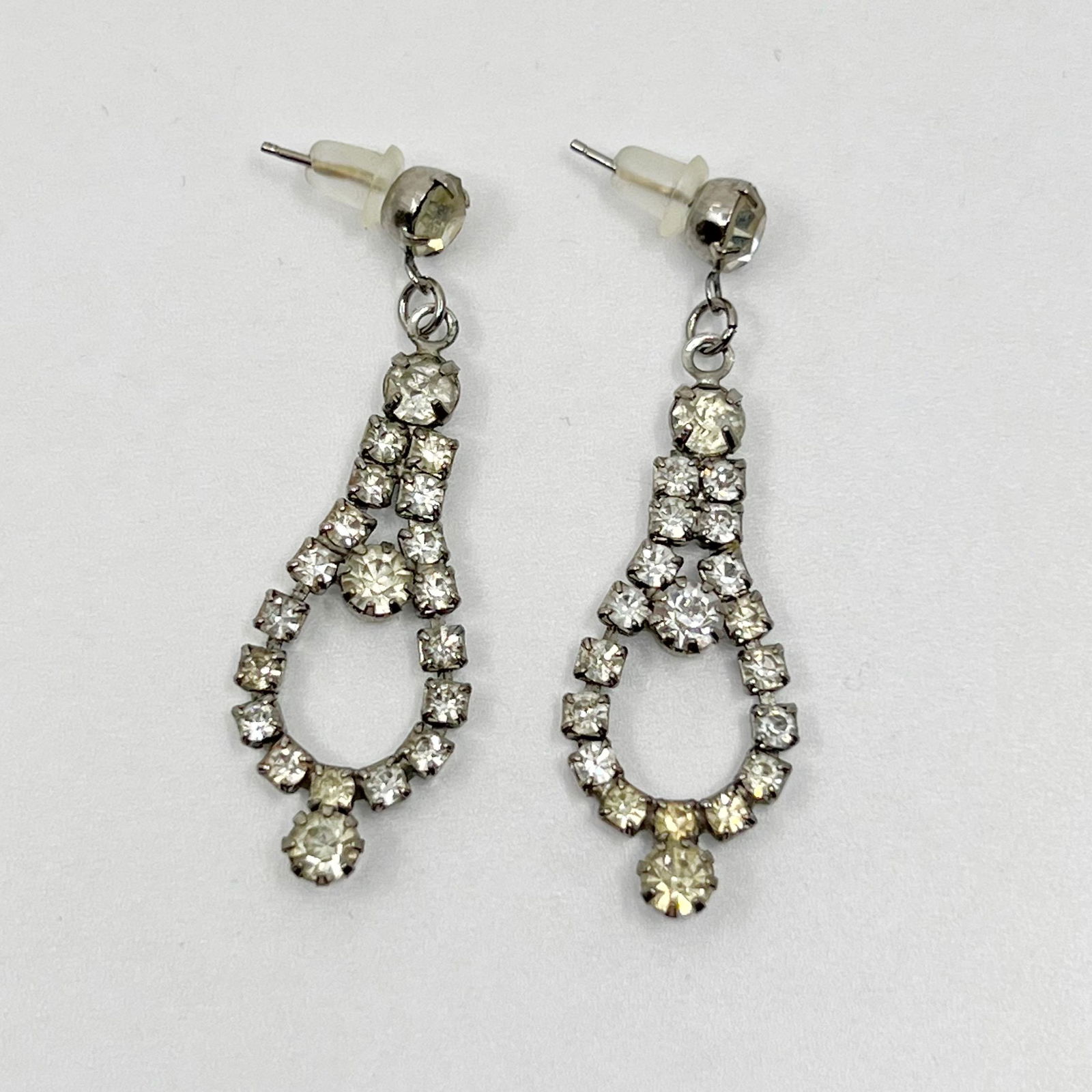 Vintage rhinestone silver tone earrings (1 of 3)