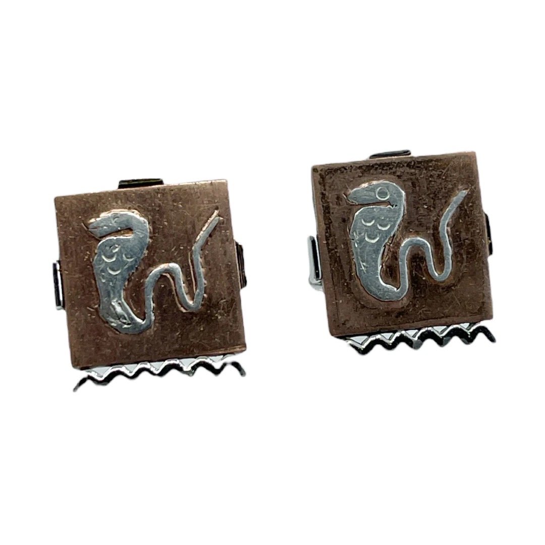 SWANK silver copper snake cufflinks (1 of 3)