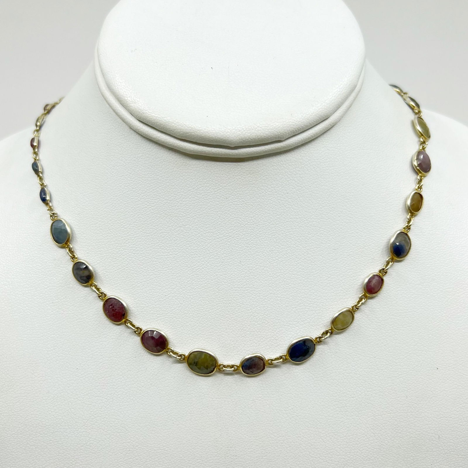 Gold Vermeil sterling silver emerald ruby sapphire necklace (1 of 2)