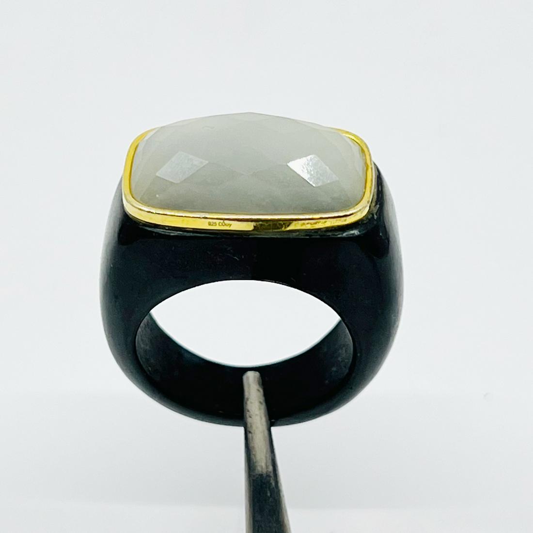Gold vermeil sterling silver jade ring (1 of 3)