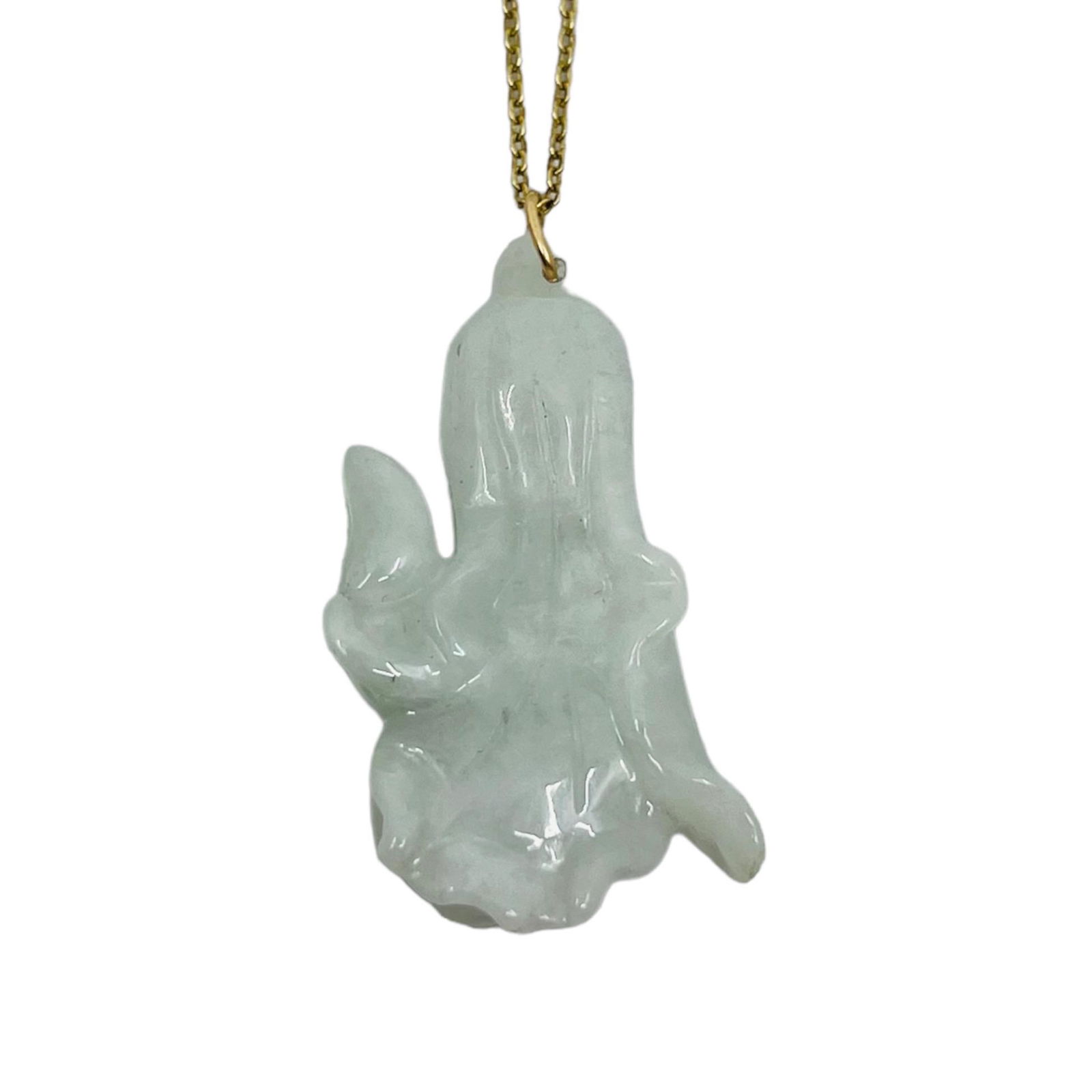 Gold Vermeil Sterling silver carved cabbage jadeite pendant necklace (1 of 2)