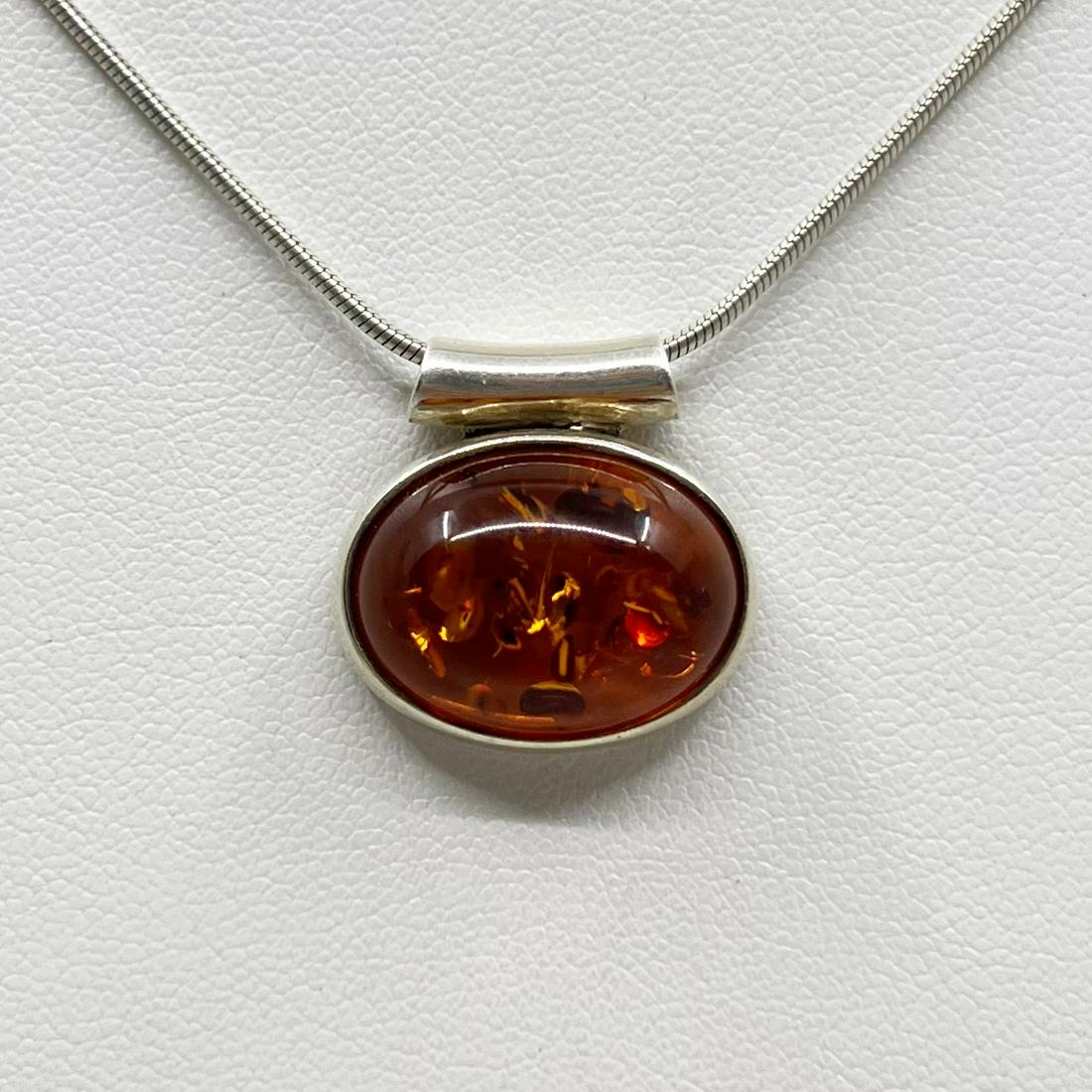 Sterling silver baltic amber pendant necklace (1 of 3)