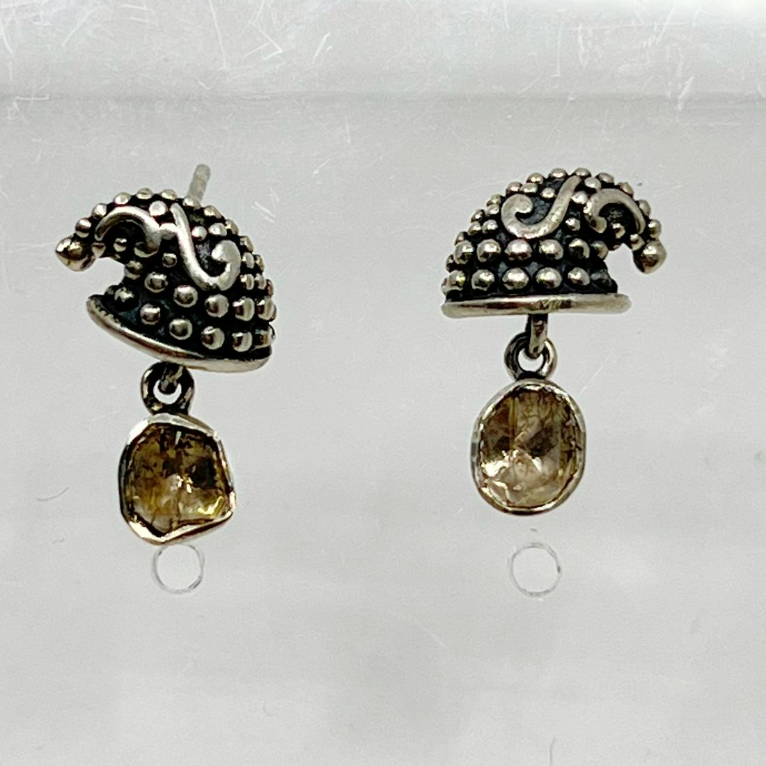 sterling silver polki diamond cornucopia earrings (1 of 5)