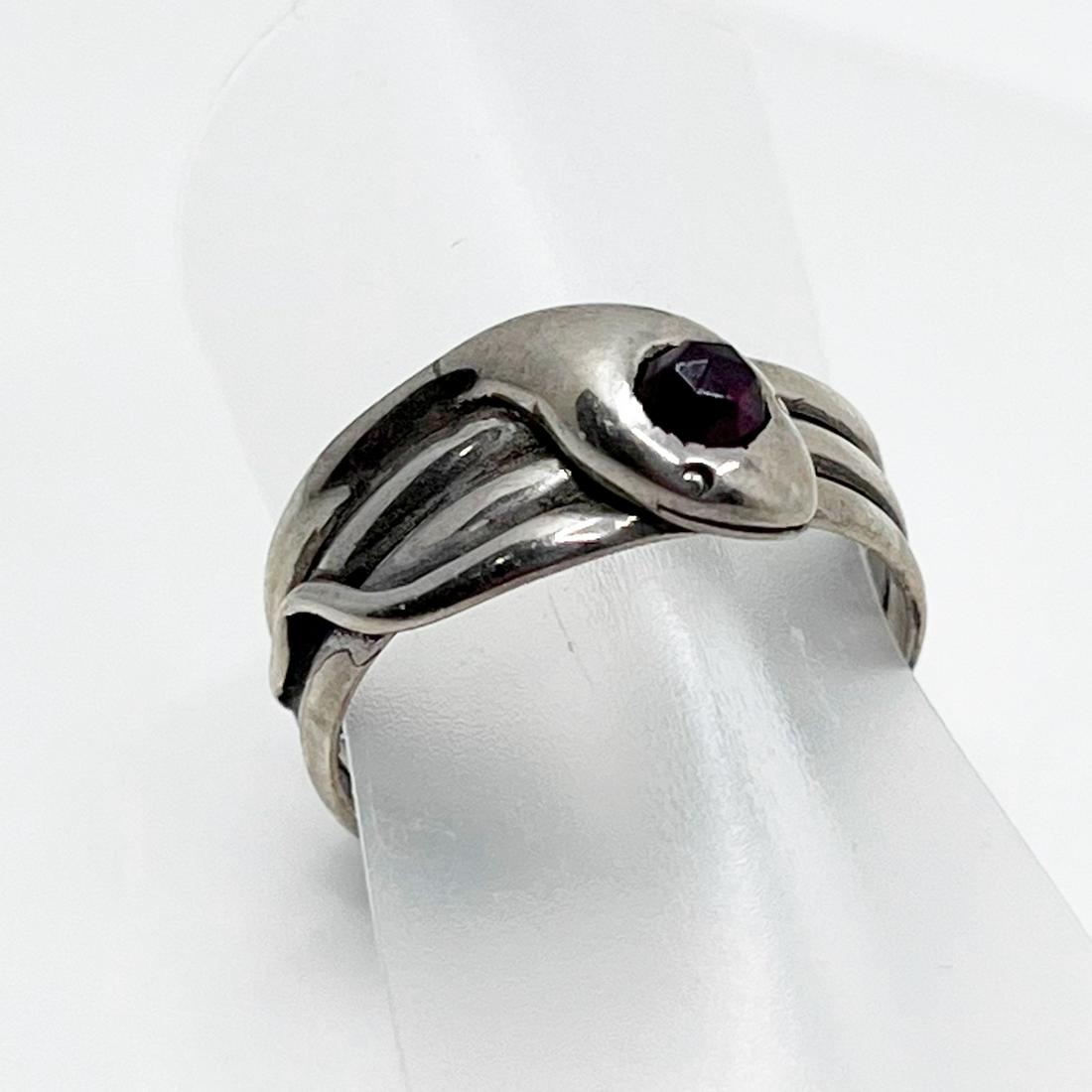 sterling silver bohemian cut garnet snake ring (1 of 7)