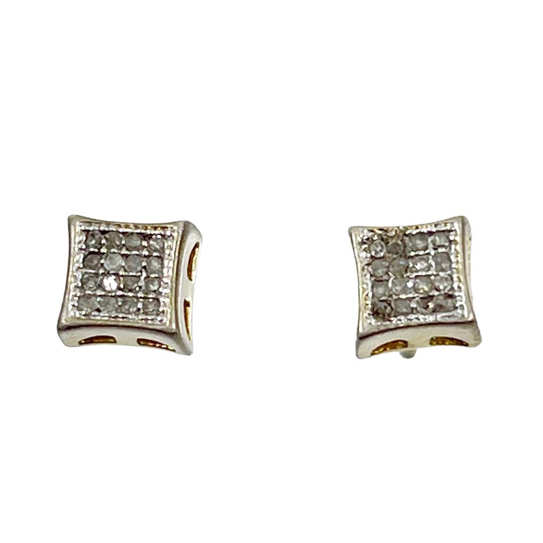 Gold vermeil Sterling silver diamond stud earrings (1 of 6)