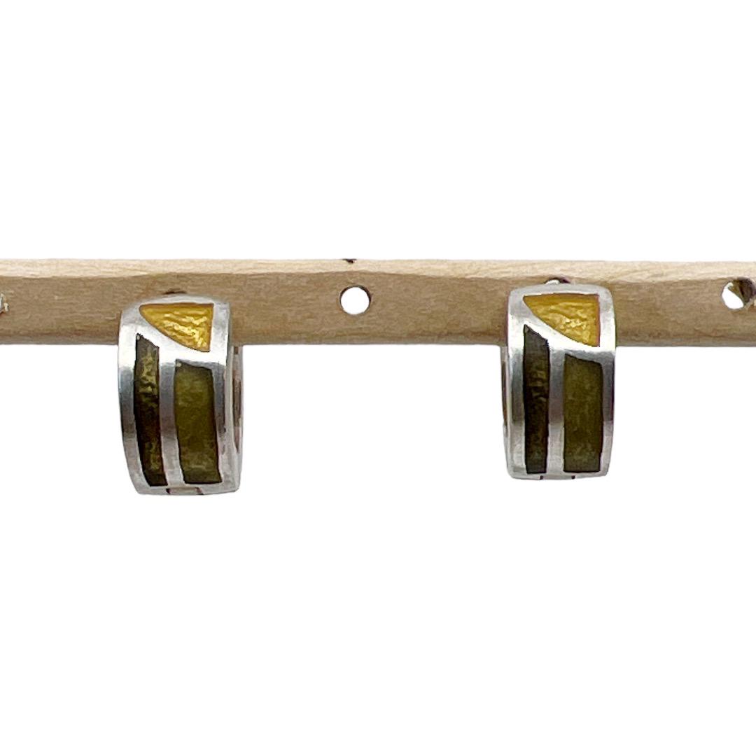 frank lloyd wright fdn Moma sterling silver enamel hoop earrings (1 of 3)