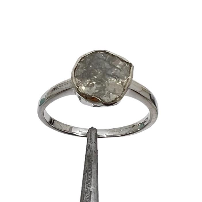 Sterling silver 6x7mm Polki salt & pepper Diamond solitaire ring (1 of 3)