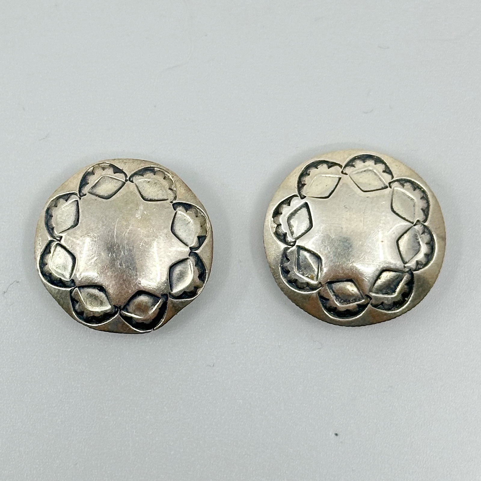 Pair of Navajo Sterling silver button covers set (1 of 3)