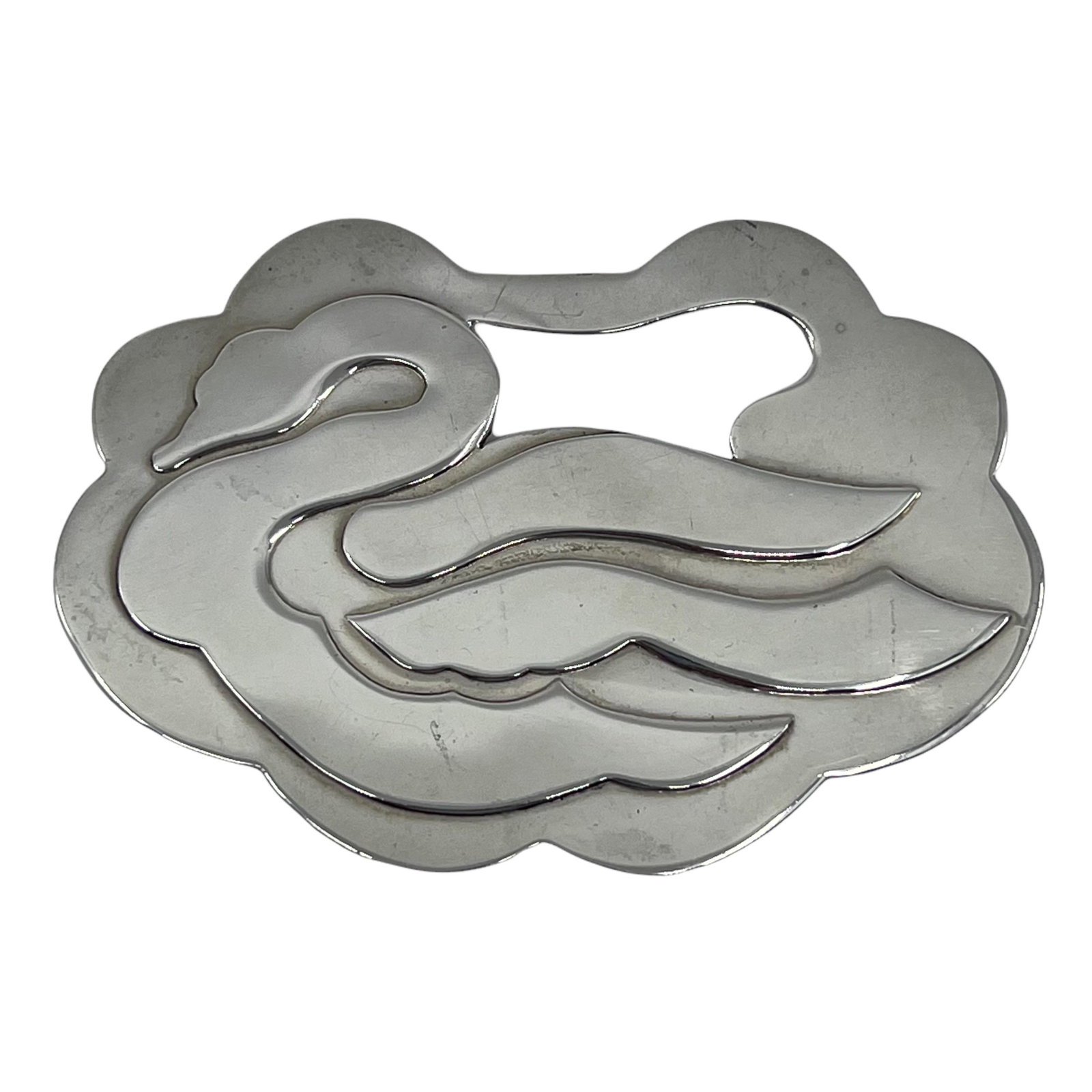 PATRICIA VON MUSULIN sterling silver swan pendant: measures: 4" Long x 2 3/4" Wide Metal: sterling silver Signed: Von musulin Sterling 1976 Condition: Like New