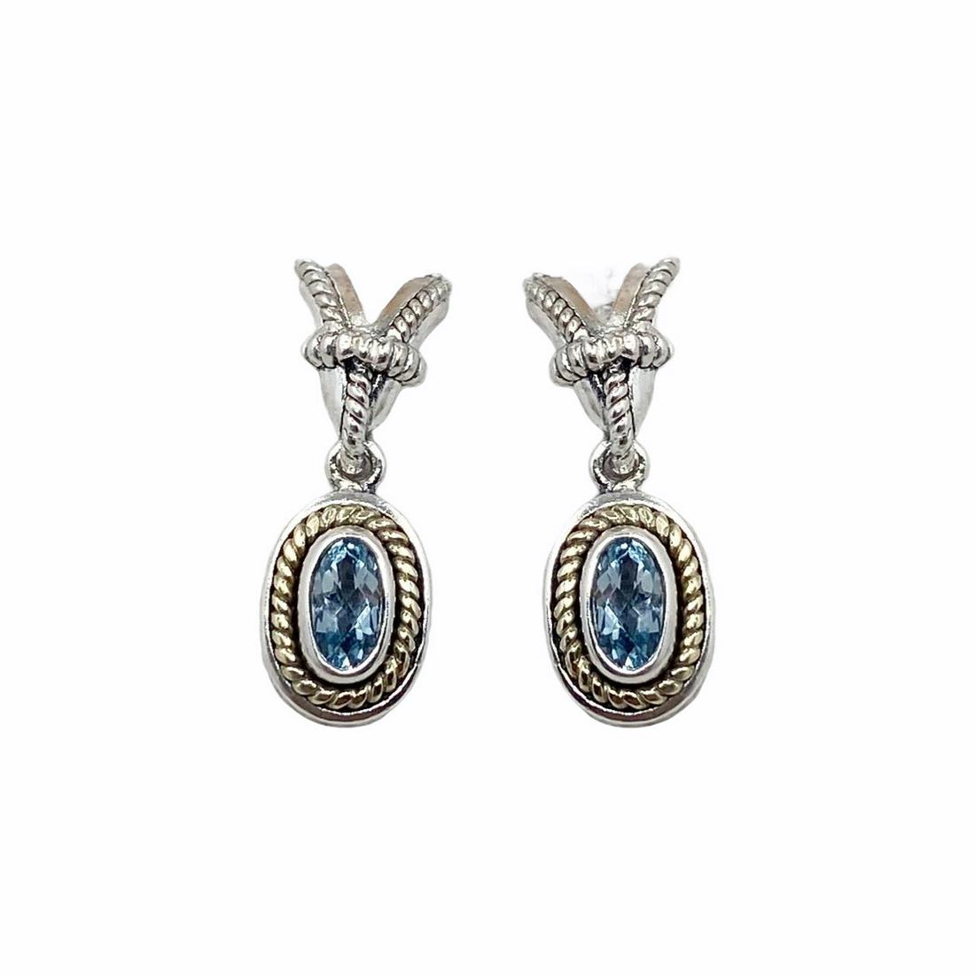 SU 18k gold sterling silver blue topaz earrings (1 of 3)