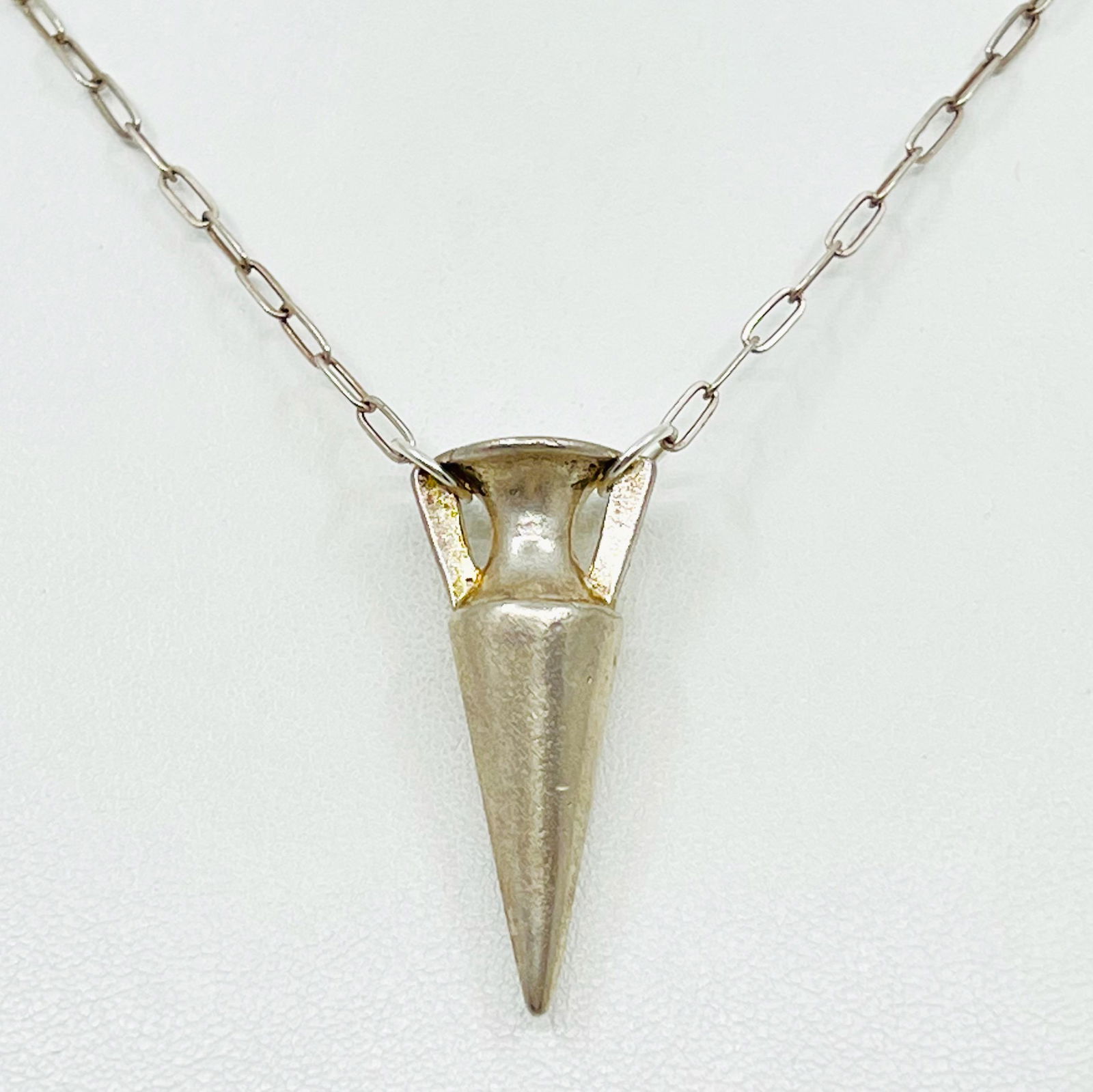 Hand made Sterling silver amphora pendant necklace: Chain: 20 1/2" long Pendant: 1 1/2" long by 5/8" wide Signed: 925 Condition: new SKU-112