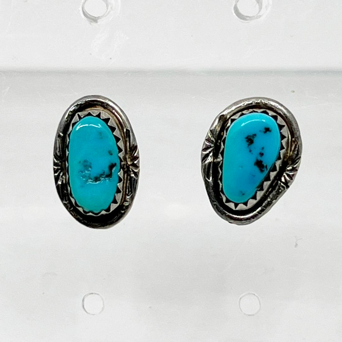 Zuni sterling silver turquoise stud earrings (1 of 3)