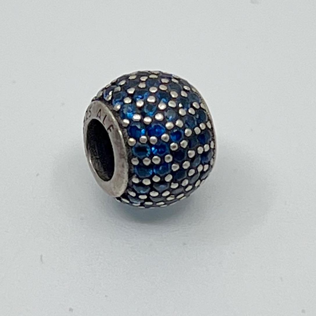 PANDORA sterling silver blue pave ball charm (1 of 3)