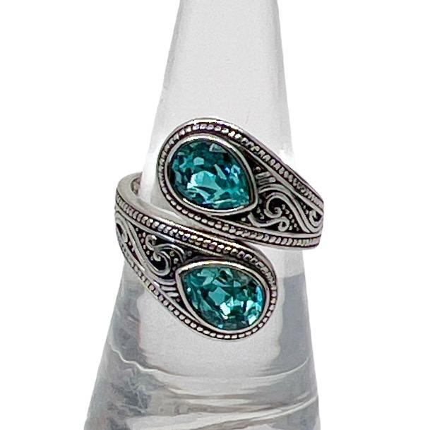 Sterling silver bypass blue topaz ring (1 of 3)