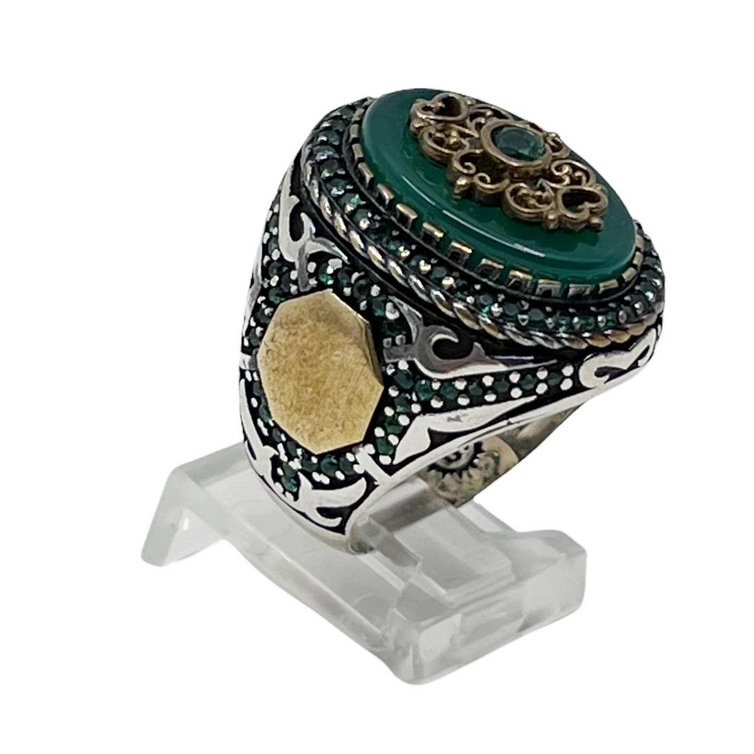 sterling silver peridot & chrysoprase men ring (1 of 7)