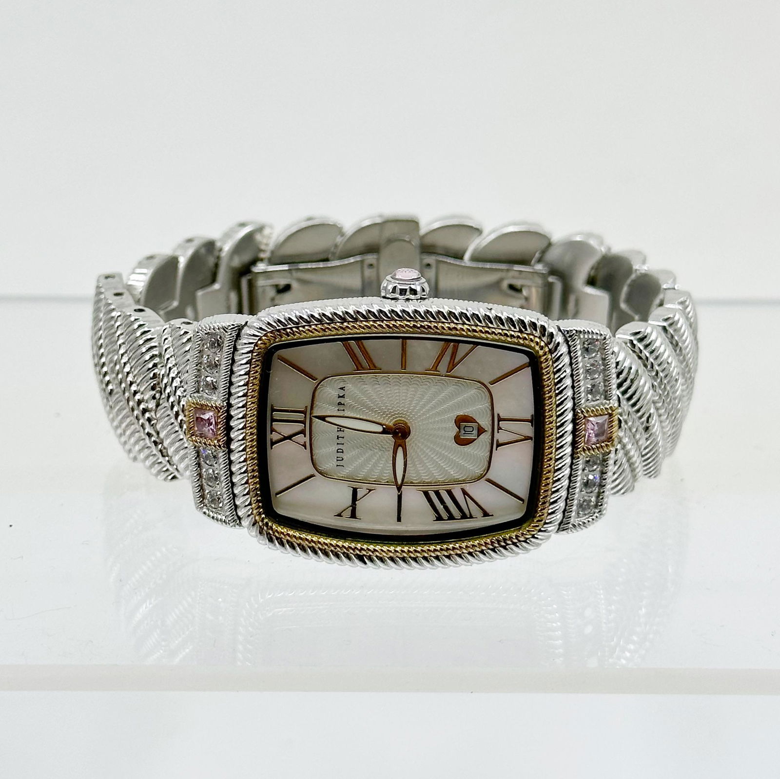 Judith Ripka SS Diamonique CZ Mother of Pearl Dial women's Watch (1 of 6)