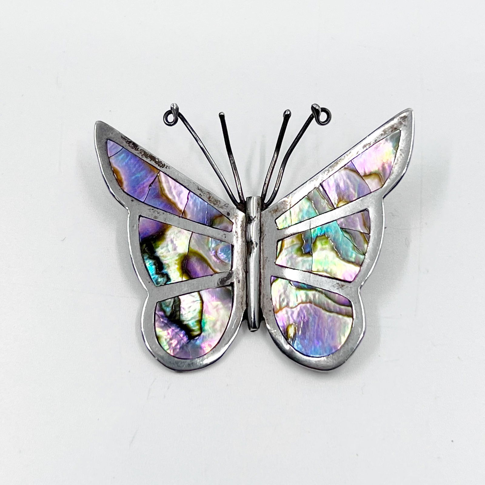 LOS BALLESTEROS sterling silver abalone butterfly brooch (1 of 3)