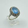 sterling silver aquamarine glass & marcasite ring