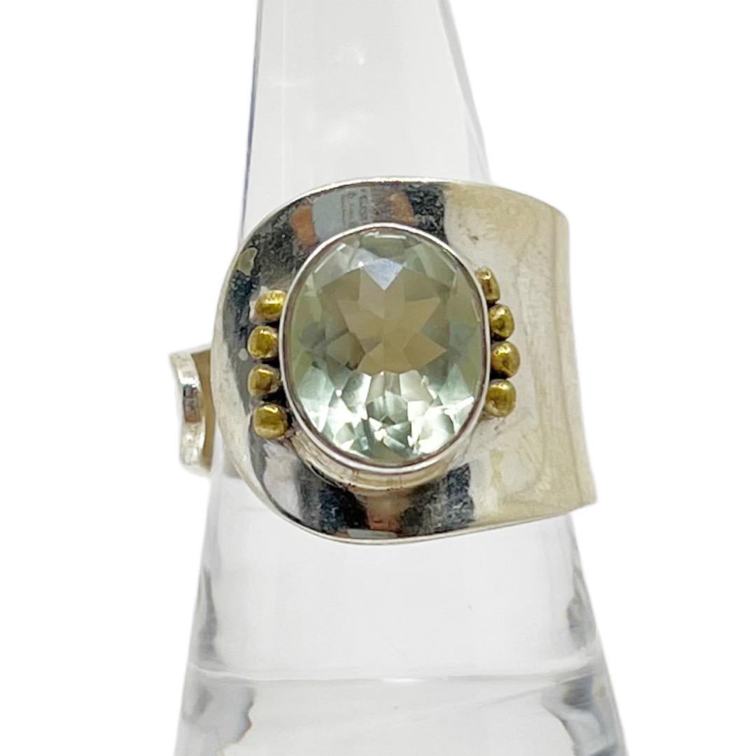Sterling silver & brass prasiolite ring (1 of 3)