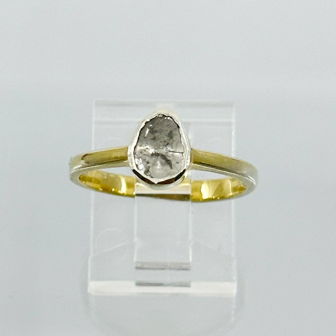 Gold vermeil sterling silver polki diamond  ring (1 of 3)