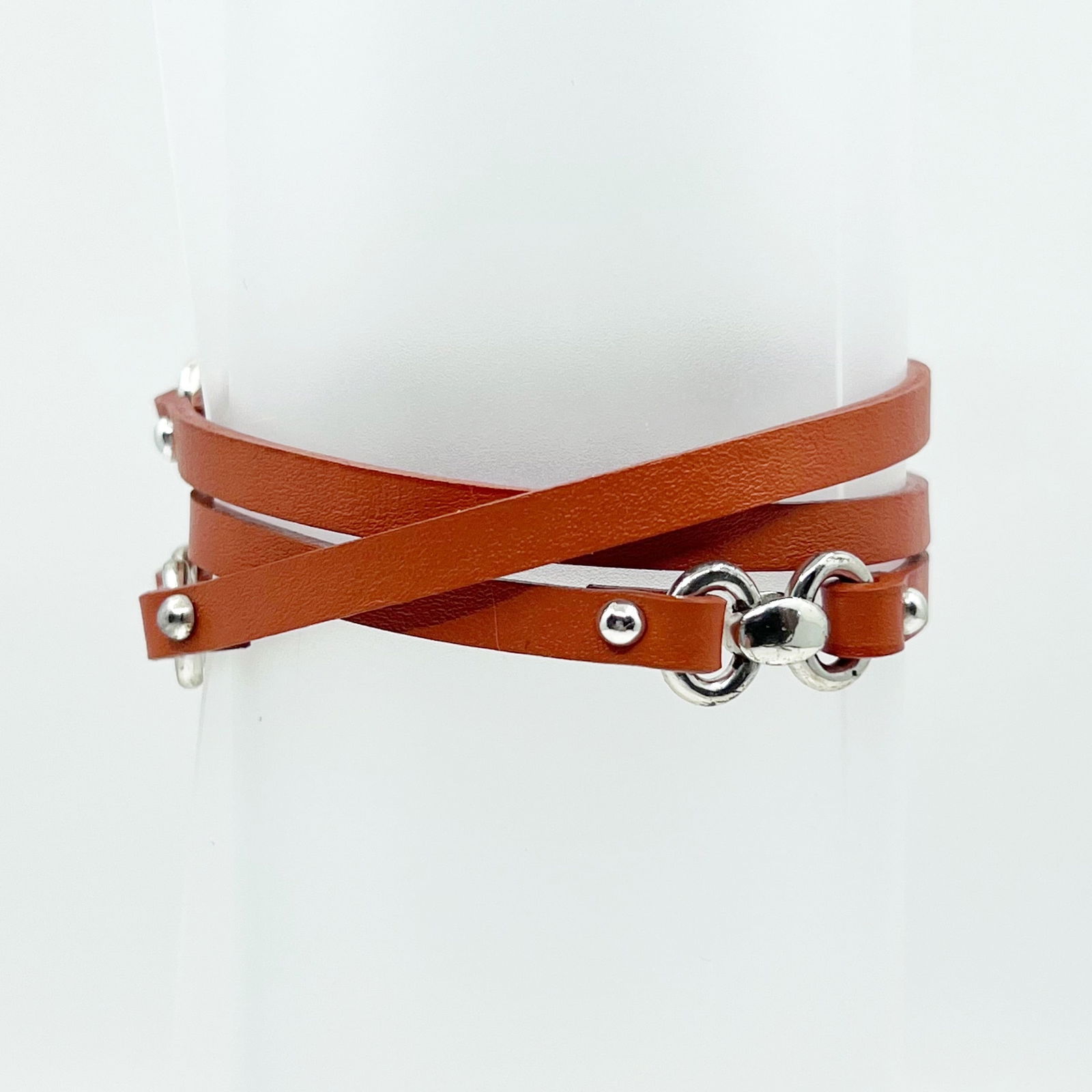 MONET sterling silver leather wrap bracelet (1 of 4)