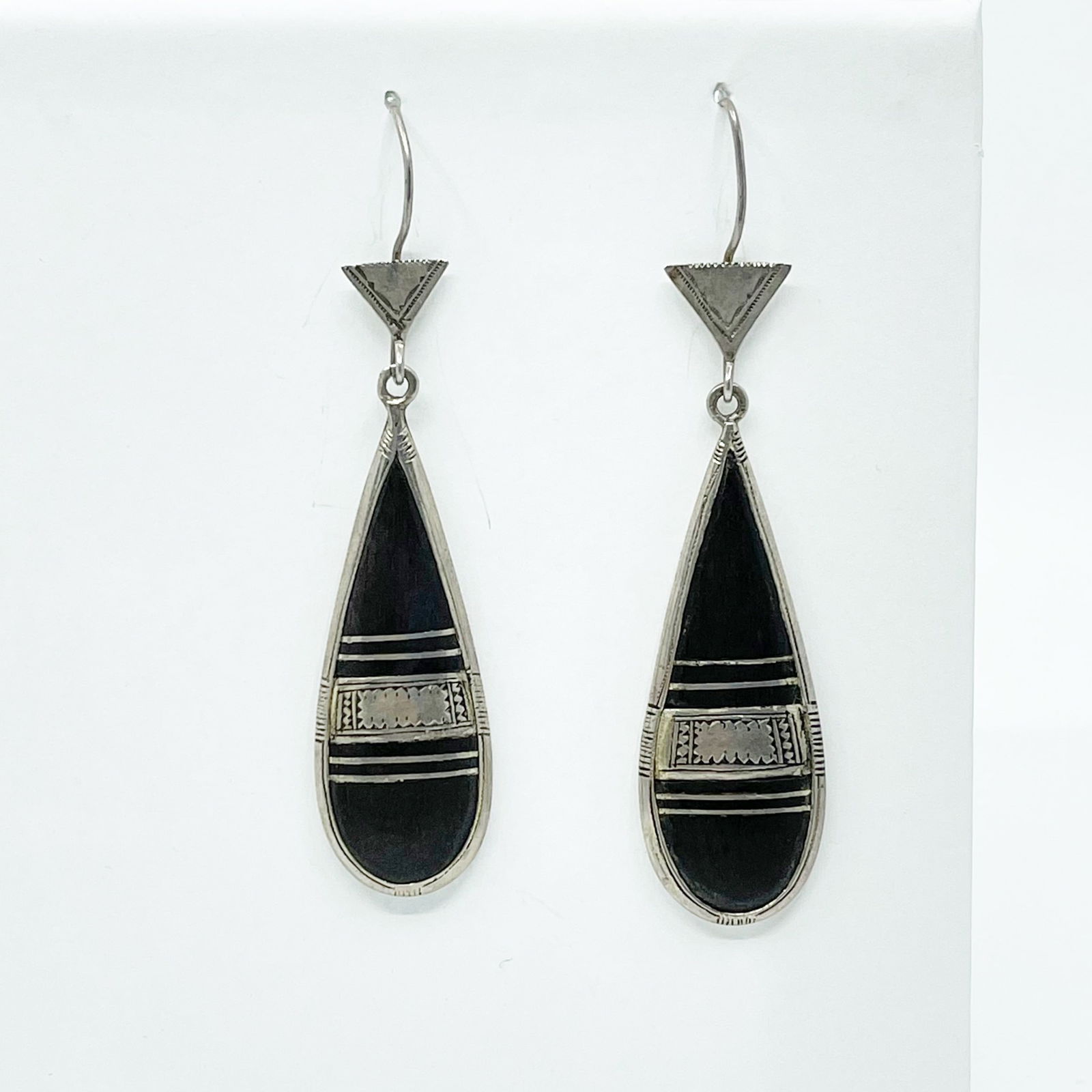 tribal Tuareg sterling silver ebony wood earrings (1 of 5)