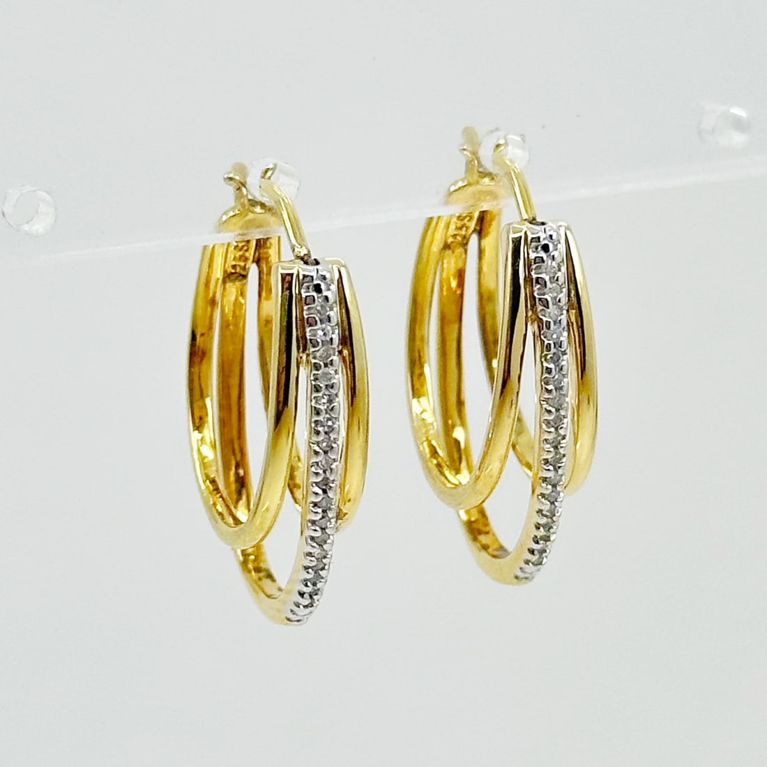 Gold Vermeil Sterling silver diamond hoop earrings (1 of 4)
