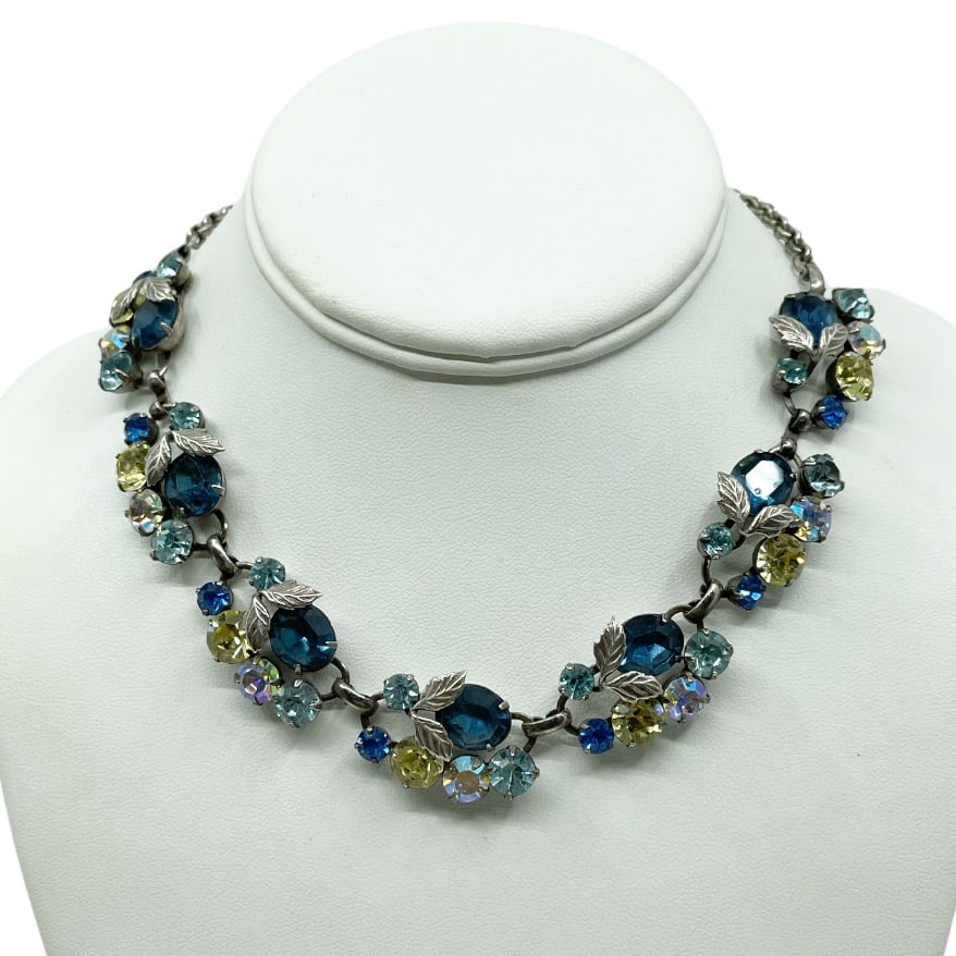 sterling silver tutti frutti foil back rhinestone necklace (1 of 4)