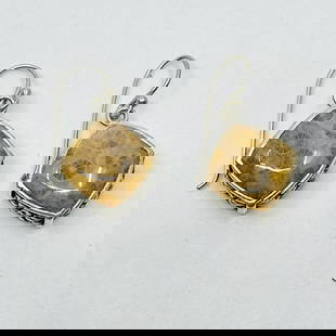 Sterling silver fossil coral earrings: Measures: 1 1/8” long by 5/8" wide Gemstone: 12x12mm fossil coral In very good condition SKU-758