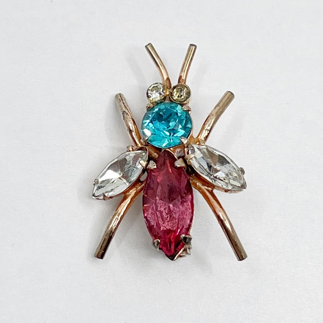 Coro Gold vermeil sterling silver rhinestone insect bug brooch (1 of 3)