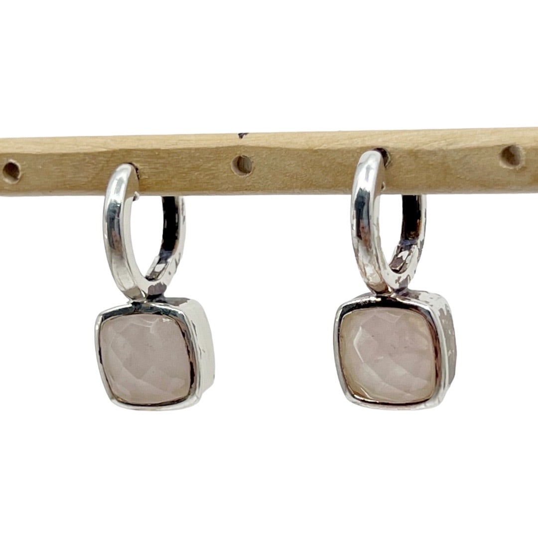 Elle Sterling silver rose quartz earrings (1 of 3)
