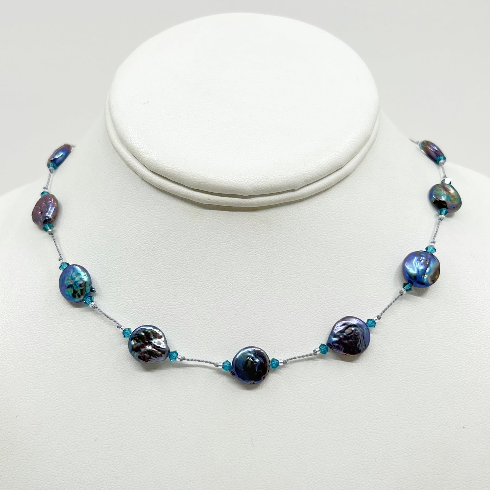 Sterling silver coin pearl & crystal necklace (1 of 4)