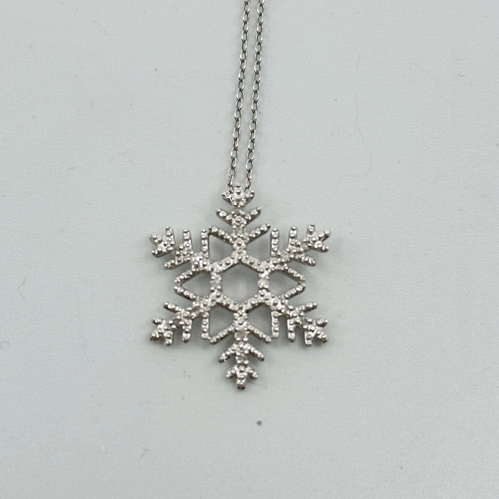 Sterling silver diamond snowflake pendant necklace (1 of 3)