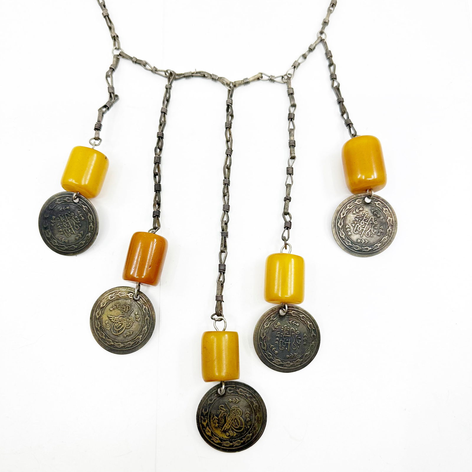 Vintage bedouin copal amber coin necklace (1 of 6)