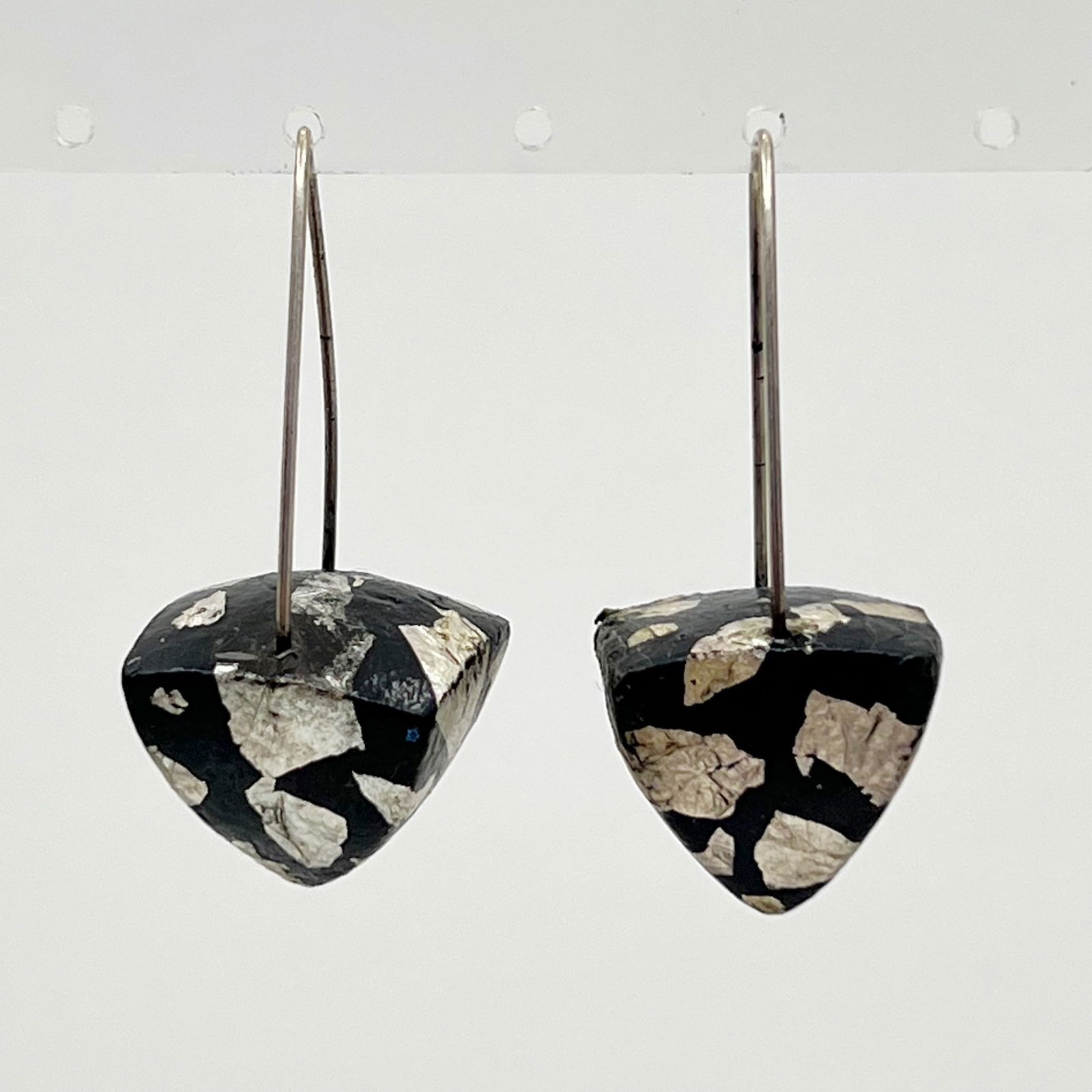 Keith Lewis Metal Leaf Pyramid Dangles sterling silver earrings (1 of 2)