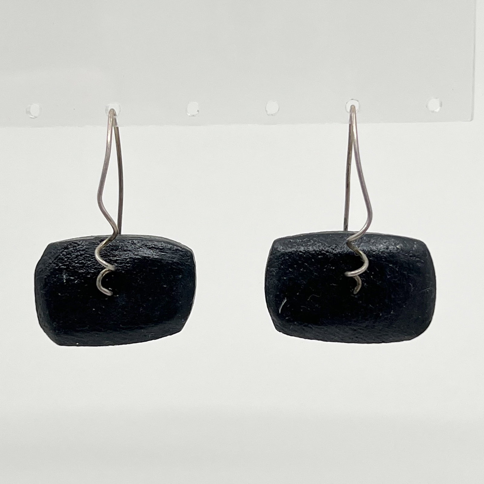 Mid Century sterling silver ebony earrings (1 of 3)