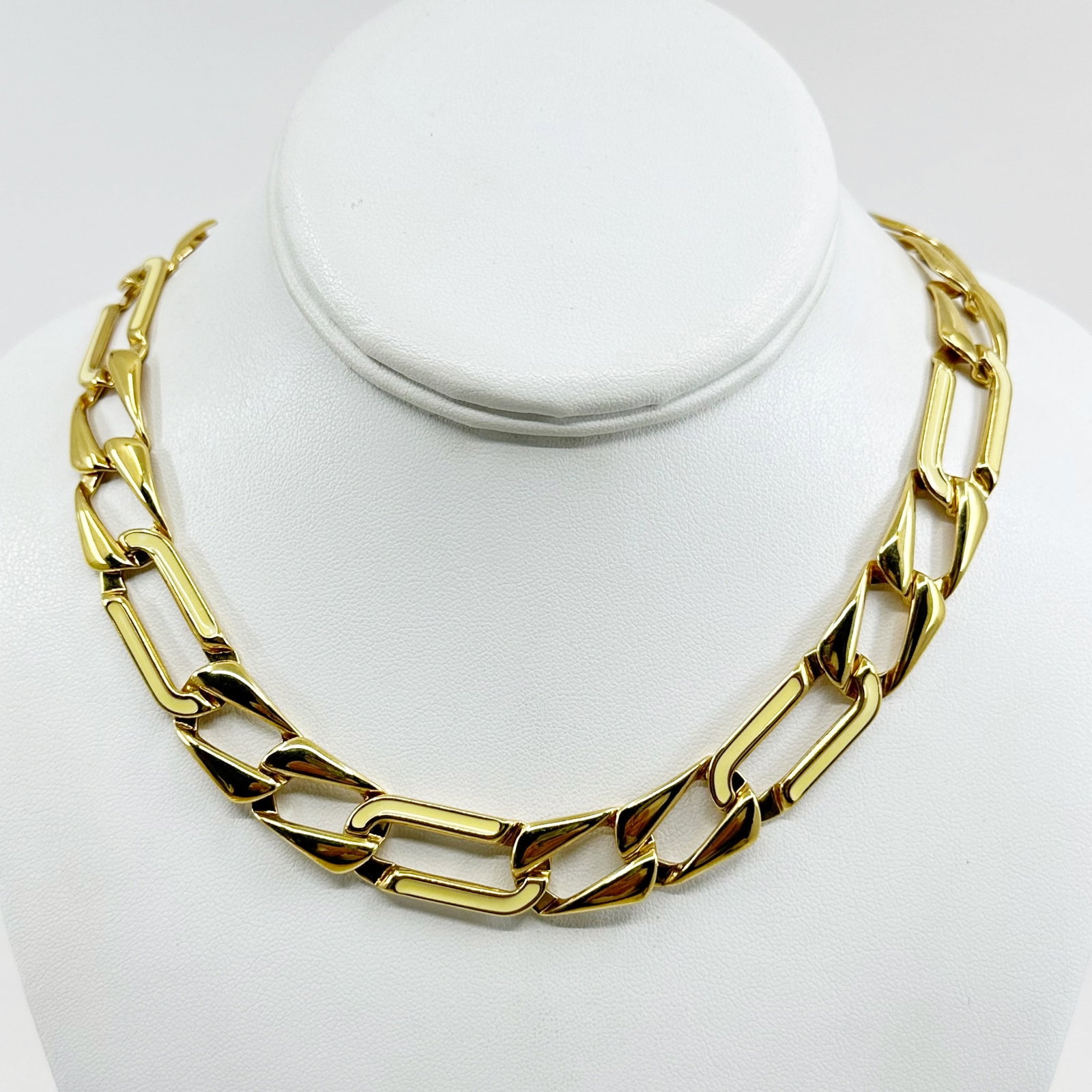 Monet gold tone enamel link chain necklace: Measures: 21" long by 14mm wide Hallmark: Monet Condition: like new SKU-1299