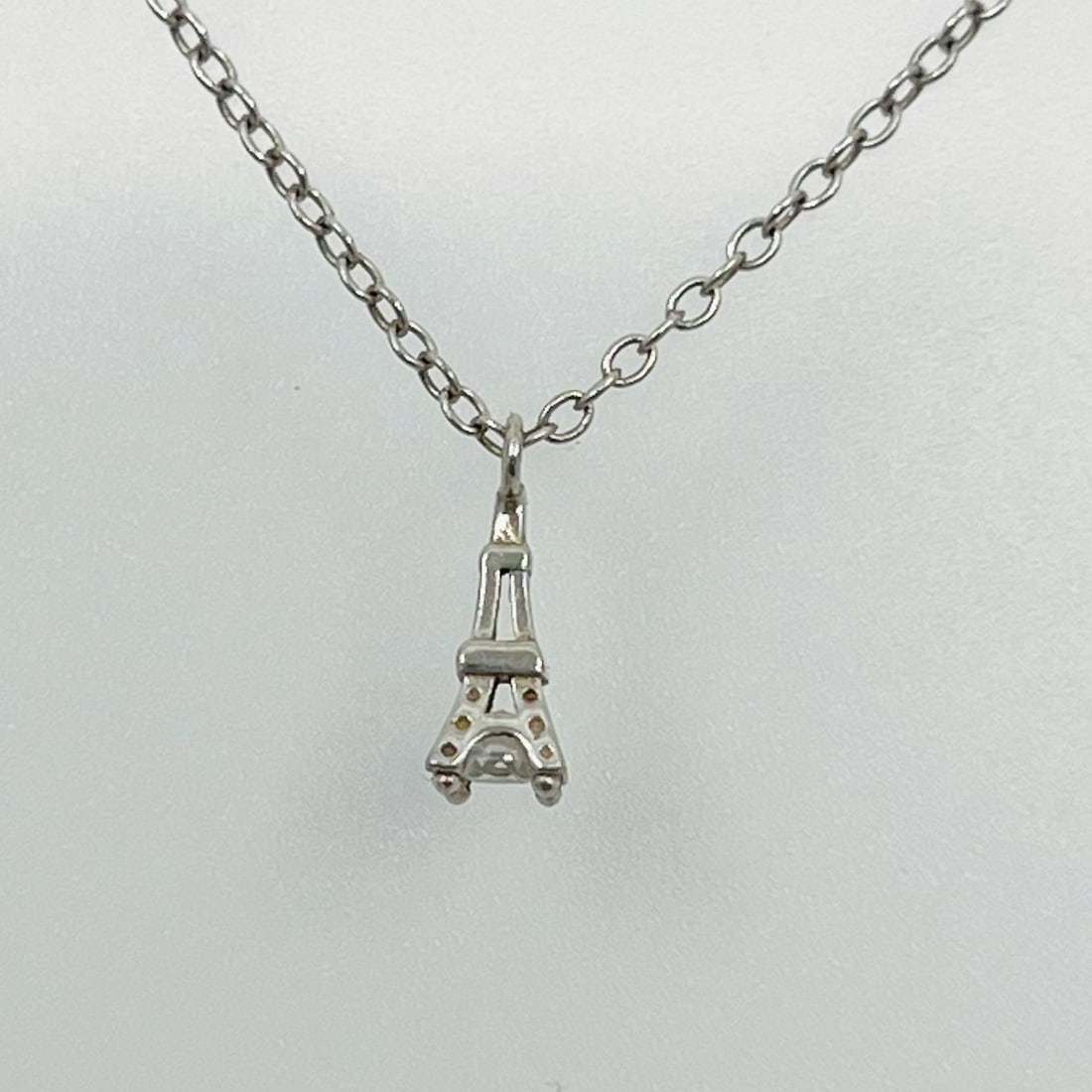 Sterling silver cubic zirconia eiffel tower pendant necklace SKU-130 (1 of 2)