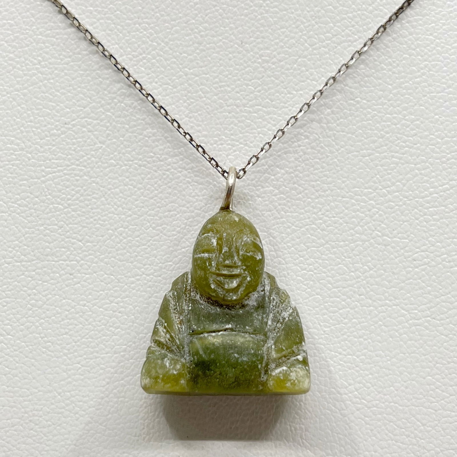 Sterling silver nephrite jade Buddha pendant SKU-161 (1 of 2)