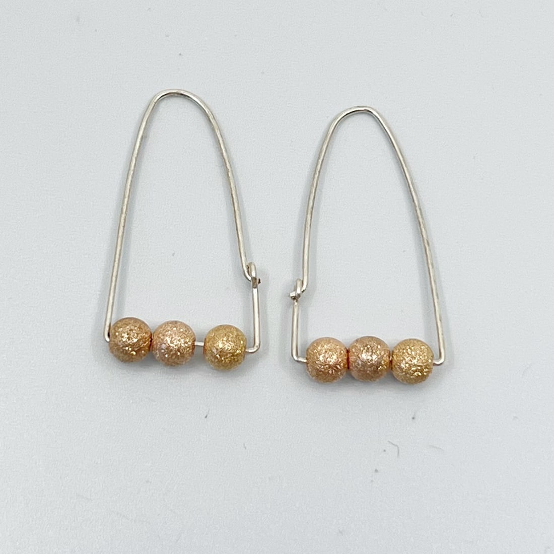 Hand made sterling silver & rose gold vermeil bead earrings SKU-319 (1 of 3)