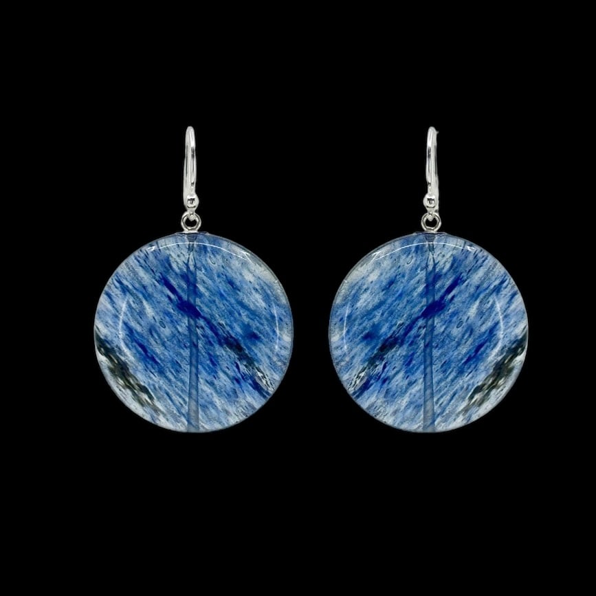 Sterling silver Iolite bead earrings SKU-410: Measures: 1 3/8" long Crafted with 25mm Iolite Hallmark - 925 In very good condition SKU-410