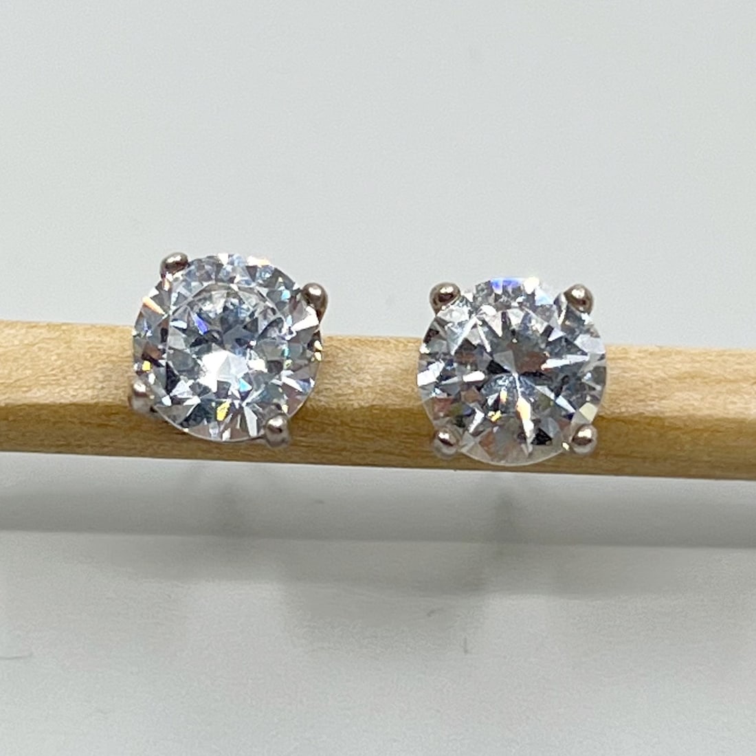 Sterling silver cubic zirconia stud earrings SKU-447 (1 of 5)