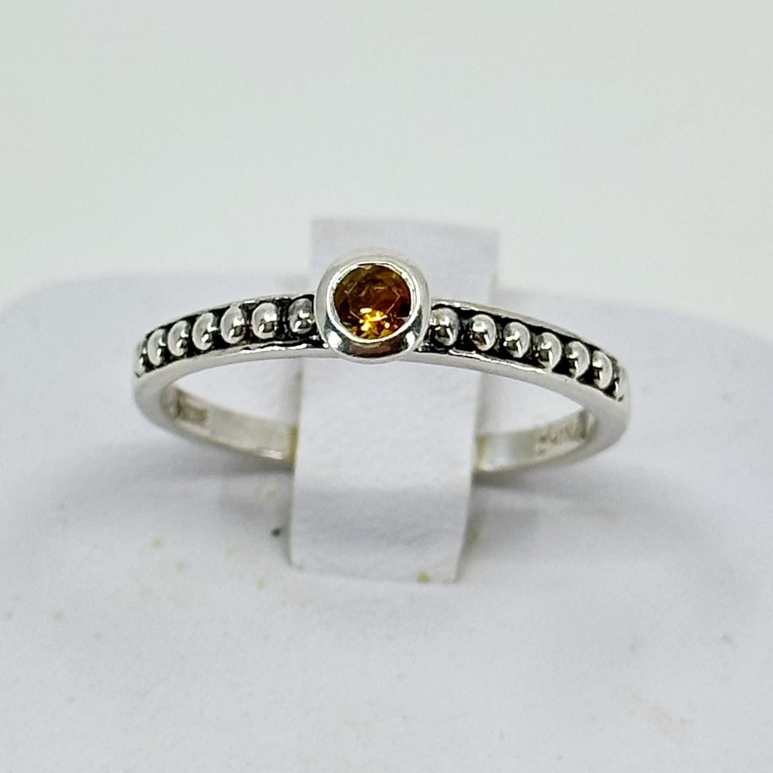 MA sterling silver citrine stack ring SKU-739: Measures: 5mm wide crafted with citrine size: 7 1/4 Hallmark: 925 MA In very good condition SKU-739
