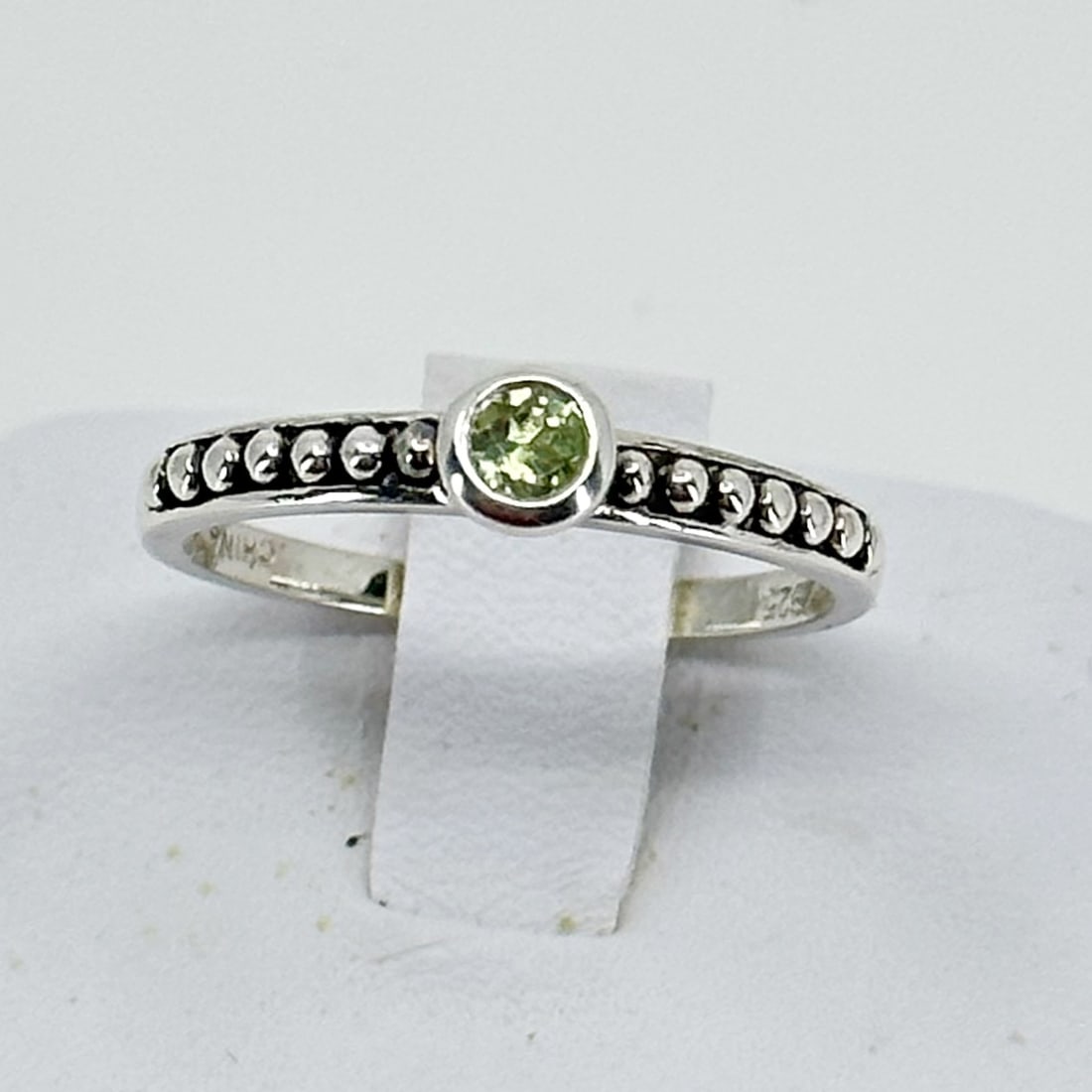 MA sterling silver peridot stack ring SKU-748: Measures: 5mm wide crafted with peridot size: 7 1/4 Hallmark: 925 MA In very good condition SKU-748