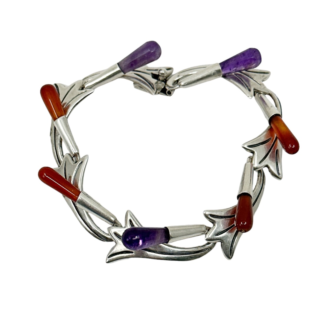 Mexican sterling silver amethyst & carnelian bracelet SKU-751 (1 of 6)