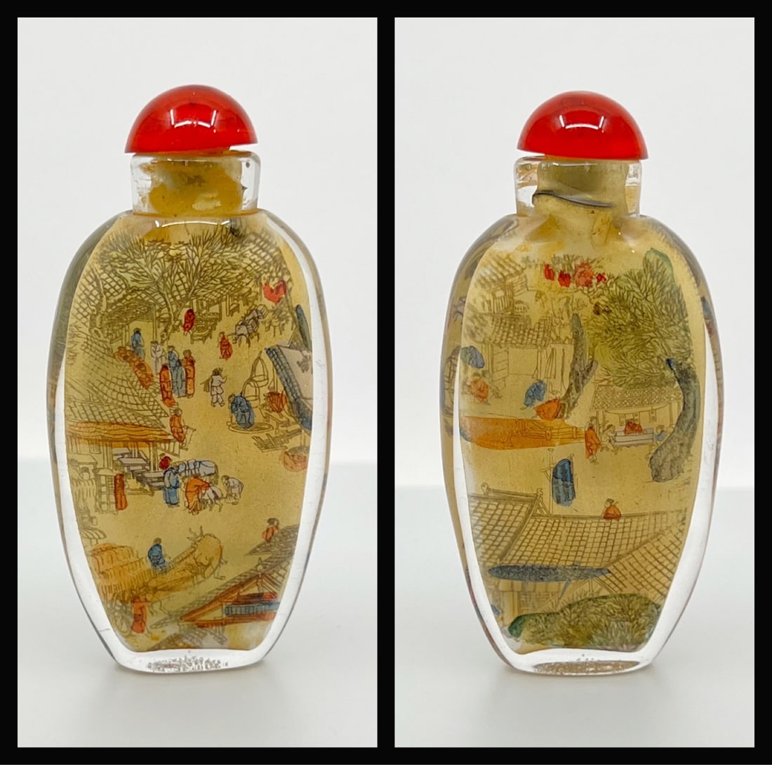 Asian reverse painted snuff glass bottle SKU-1682 (1 of 3)